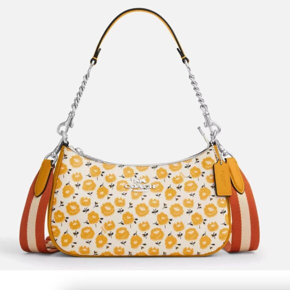 Coach Handbags - New Coach CBI49 Teri Shoulder Bag with Floral Print Chalk / Buttercup Multi